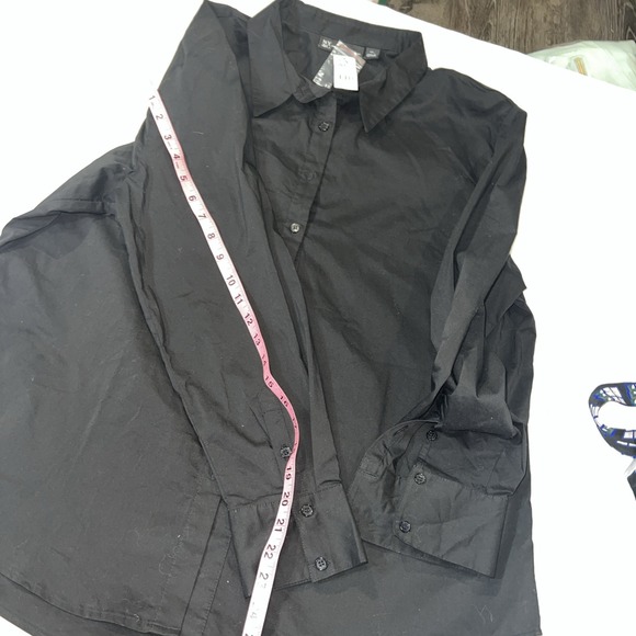 New York & Co 7th Avenue Womens Xl Black Long Sleeve Button Down Shirt Basic275 - Picture 8 of 10